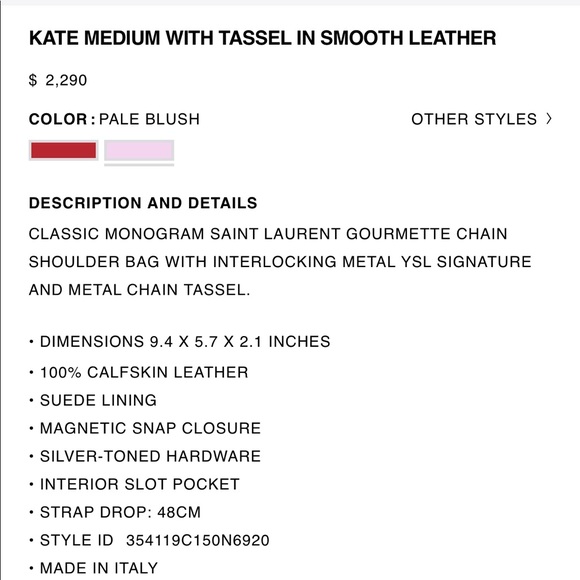 SOLD . Saint Laurent Kate medium bag - Picture 5 of 8